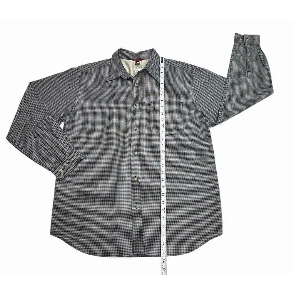 The North Face Button Up  Navy Blue & White Plaid Button Down Men’s Size Medium